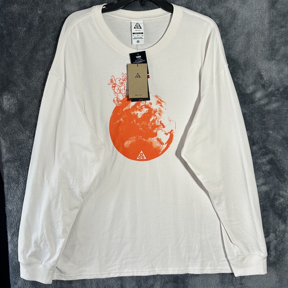 Nike ACG Mens SizeXL White USA Energy Long Sleeve Graphic Athletic Shirt